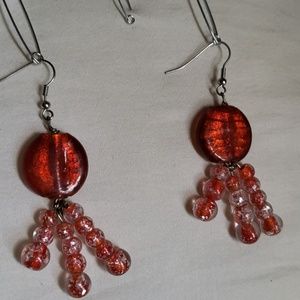 Orange Glass Bead Earrings